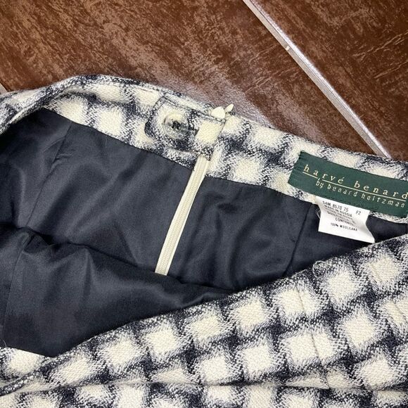 Harve Benard by Benard Holtzman ivory/black fringe hem wool long skirt sz 8 - Picture 4 of 7